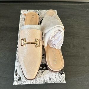 CL by Chinese Laundry Cream Mules with Gold Accent